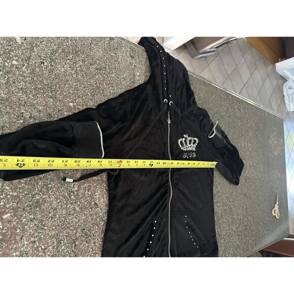 Y2K BCBG MaxAzria Black Velour beaded Track Jacket Sz M ‎ 2000s Mcbling - Picture 8 of 13